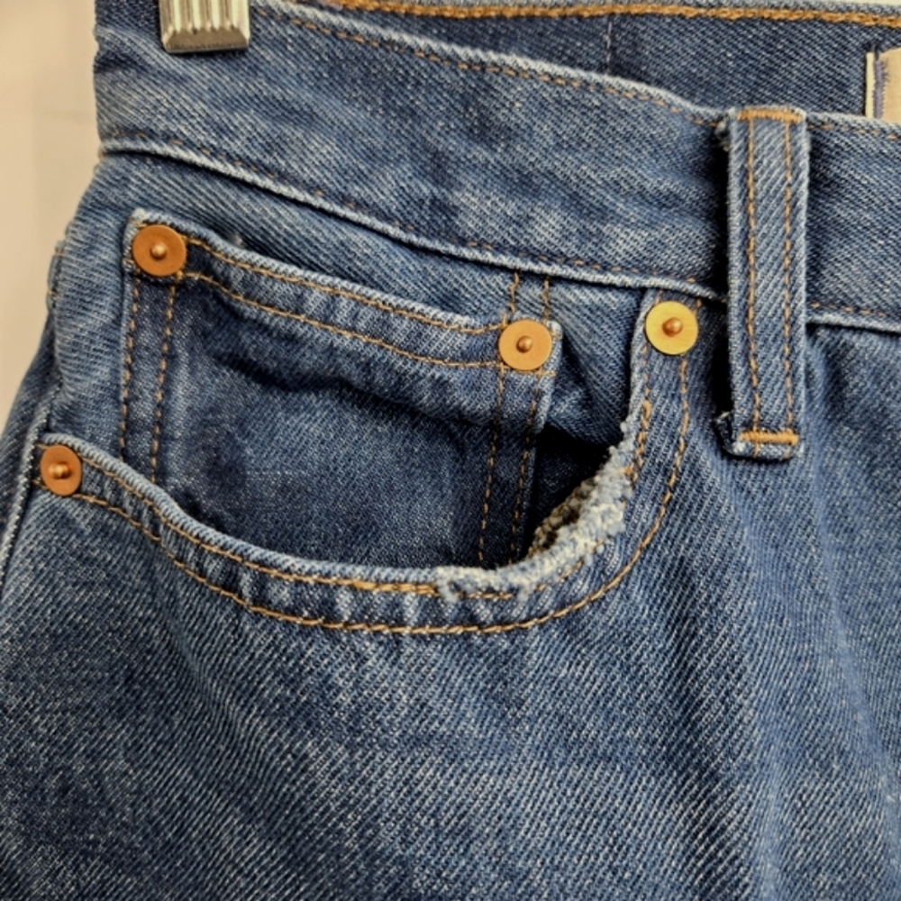 Madewell Baggy‎ Straight Jeans Cropped Raw Hem 24 X 27 - Picture 7 of 16